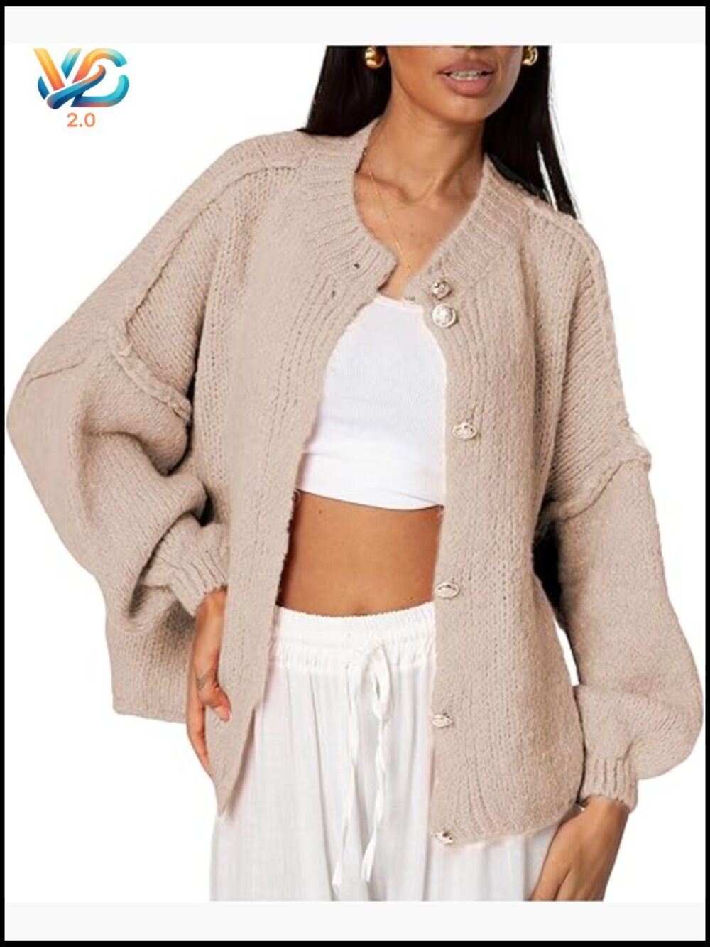 Casual Long Sleeve Button Up Knit Cardigan Oversized Lightweight Fall Outwear